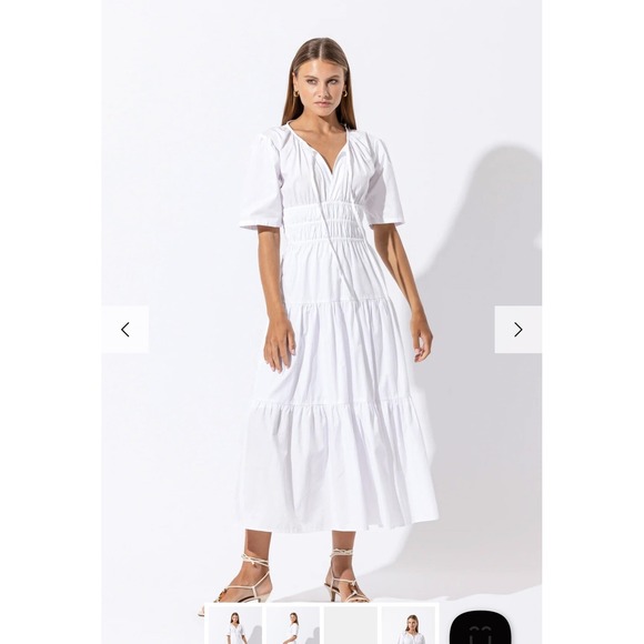 Studio Dresses & Skirts - Lusana white cotton Tori maxi dress Large‎ tiered poplin resort vacation